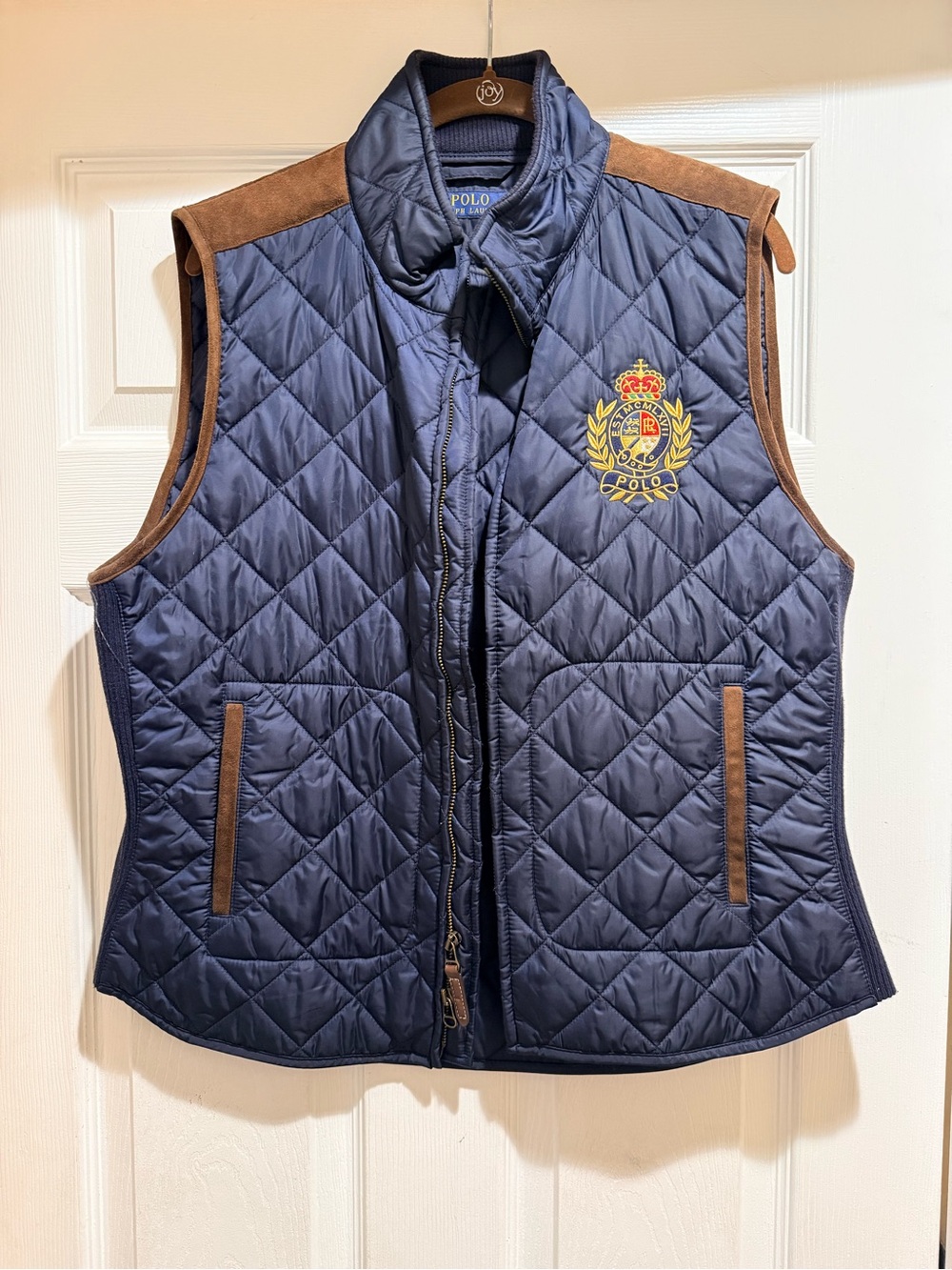 Ralph Lauren Quilted Black Jacket with Brown Trim